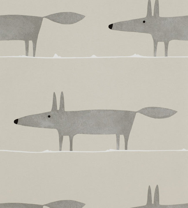 Mr Fox Wallpaper - Silver