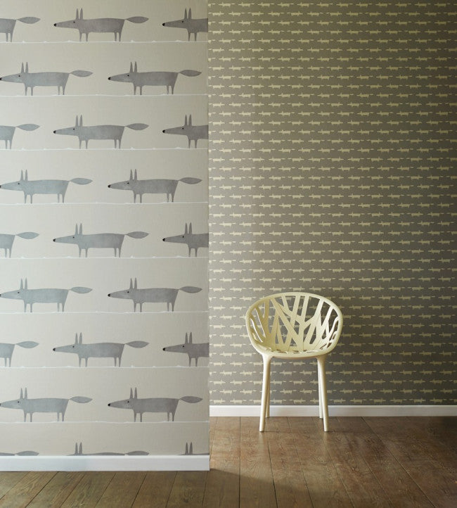 Mr Fox Room Wallpaper - Silver