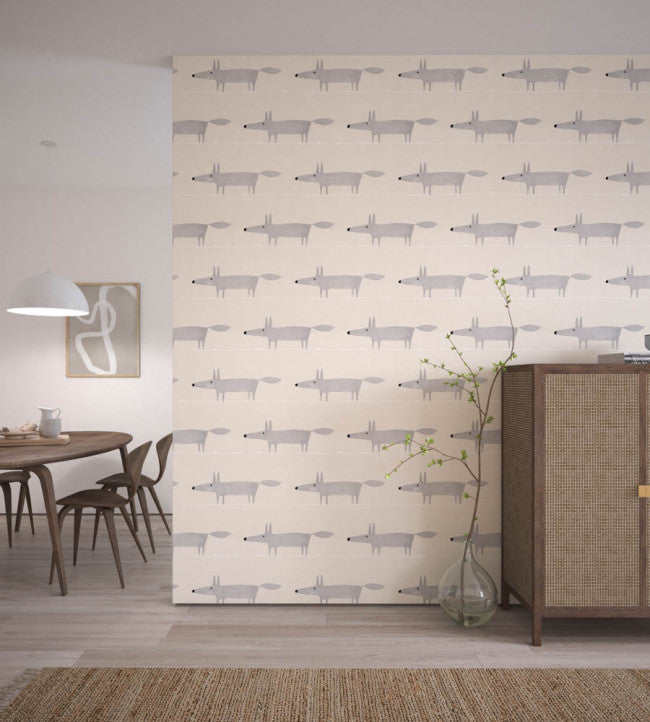 Mr Fox Room Wallpaper - Silver