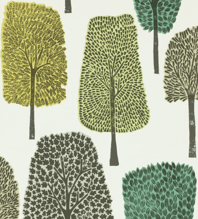 Cedar Wallpaper - Slate / Apple / Ivy