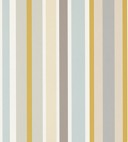 Jelly Tot Stripe Wallpaper - Slate / Biscuit / Maize