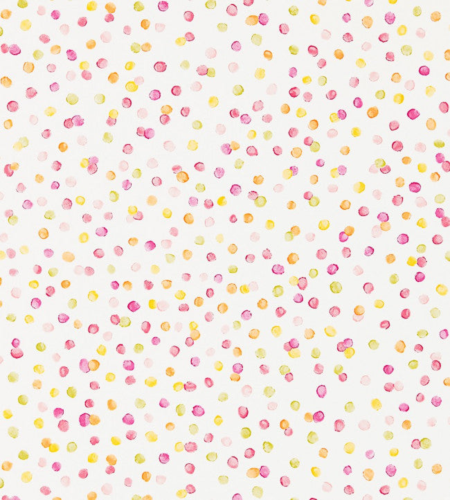 Lots Of Dots Wallpaper - Blancmange / Rasberry / Citrus