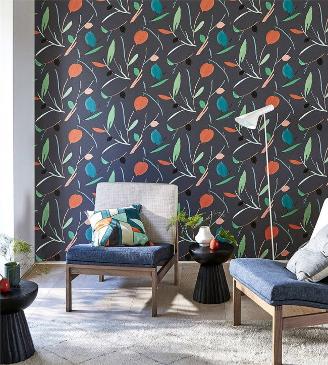 Oxalis Room Wallpaper - Pimento / Marine