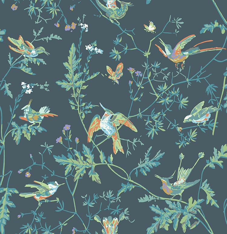 Hummingbirds Wallpaper - Blue - Cole & Son