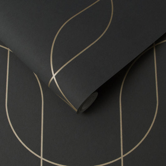 112188 - Palais Wallpaper - Black Gold - Graham & Brown