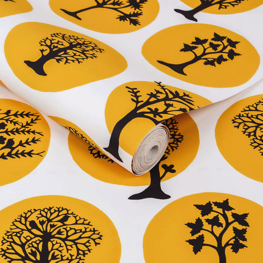 113470 - Party Land Wallpaper - Mustard - Graham & Brown