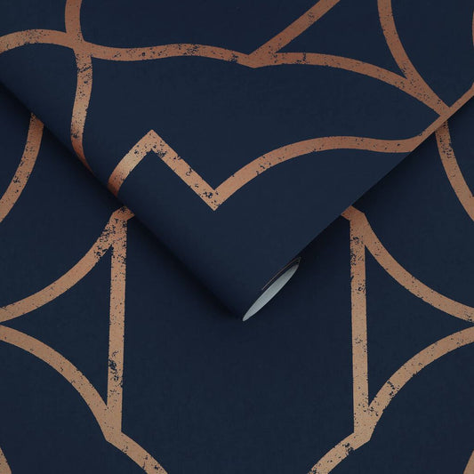113962 - Versailles Wallpaper - Navy - Graham & Brown