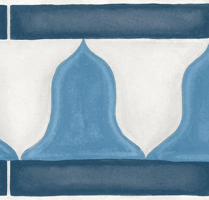 Zellige Border Wallpaper - Blue