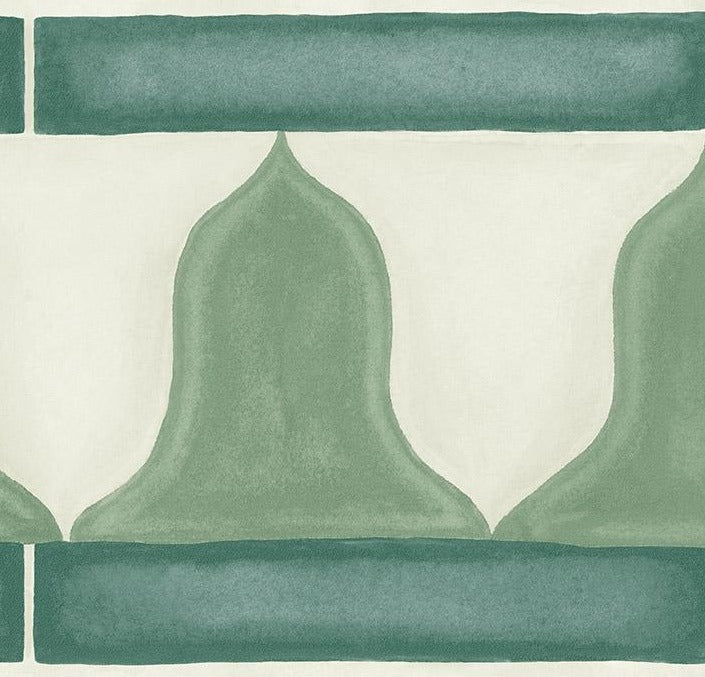 Zellige Border Wallpaper - Green