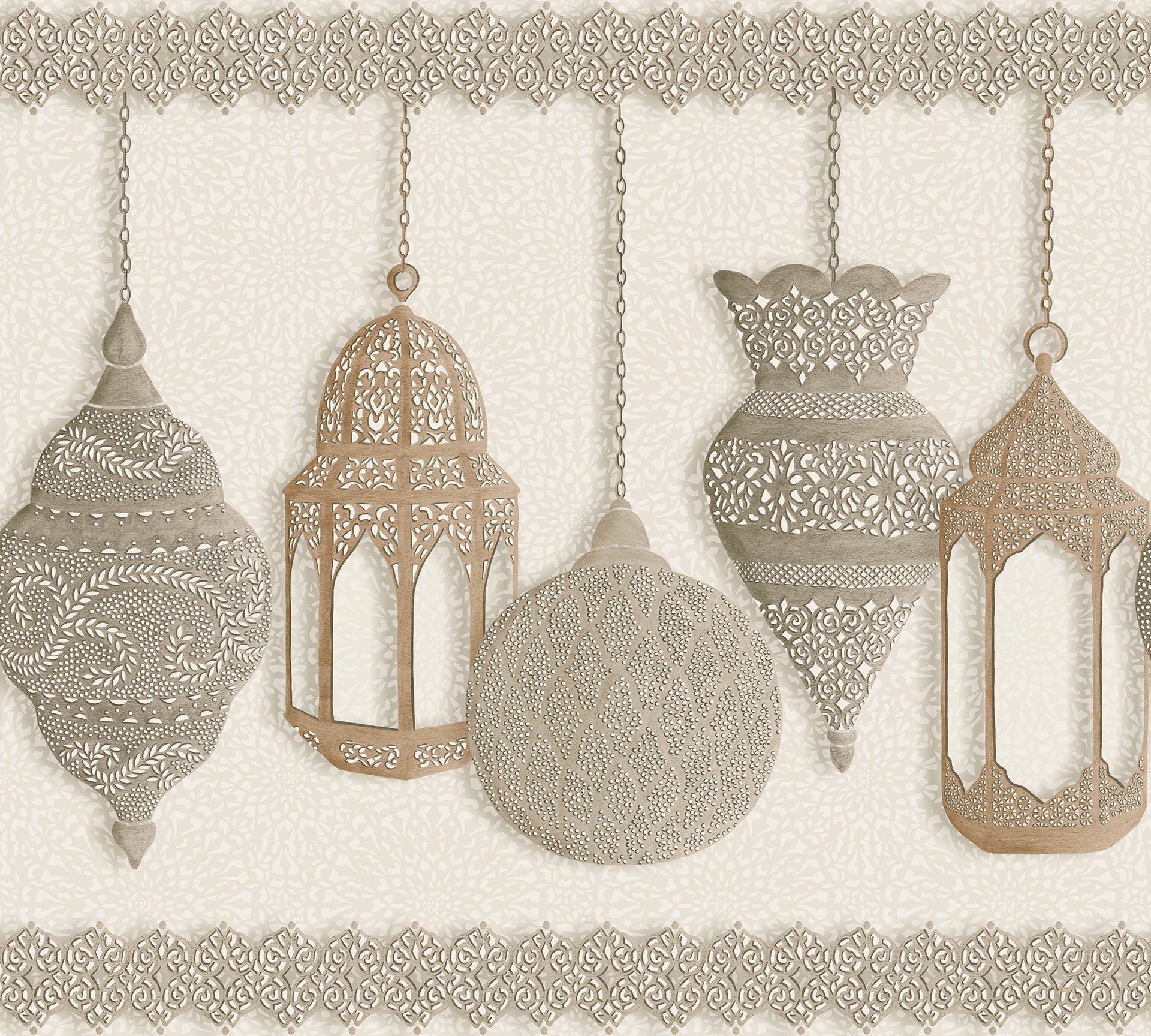 Fez Border Wallpaper - Cream