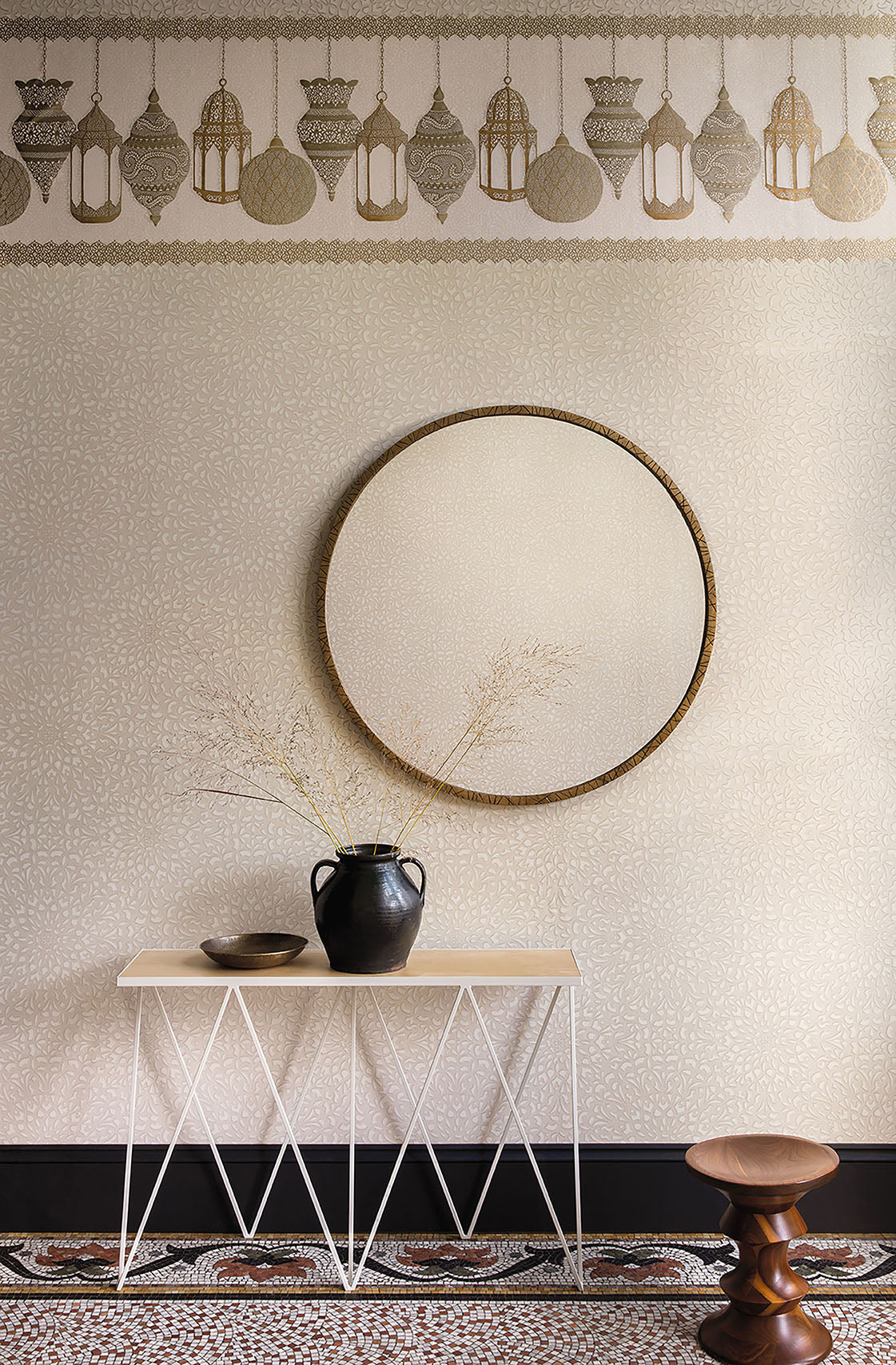 Fez Border Room Wallpaper - Cream