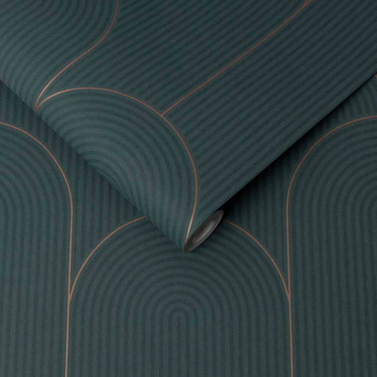 118019 - Lancet Wallpaper - Green Gold - Graham & Brown