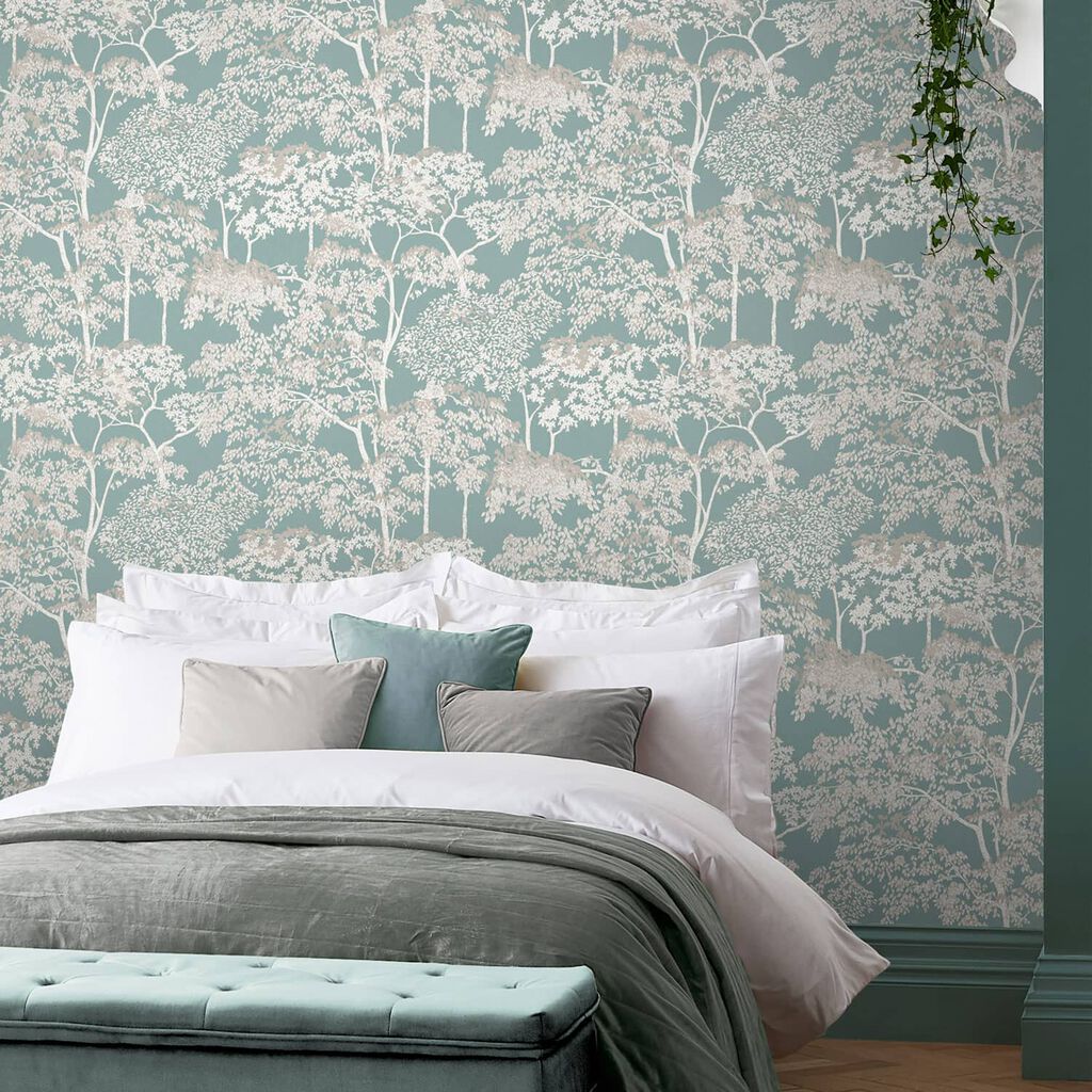 119680 - Idyll Tree Wallpaper - Duck Egg - Graham & Brown