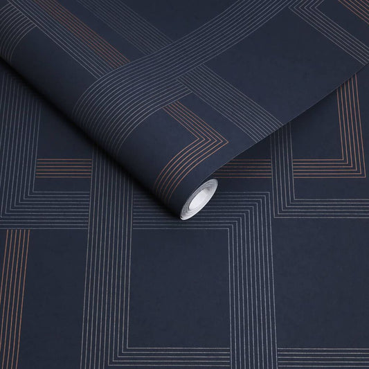 119682 - Entwine Wallpaper - Navy - Graham & Brown