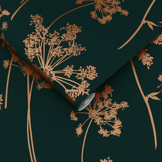 119881 - Anthriscus Wallpaper - Emerald - Graham & Brown