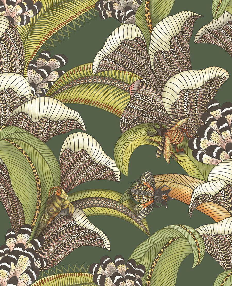 Hoopoe Leaves Wallpaper - Green
