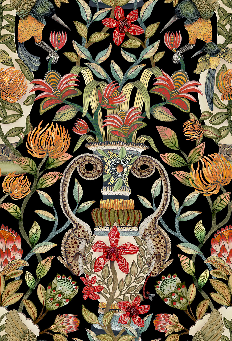Protea Garden Wallpaper - Green