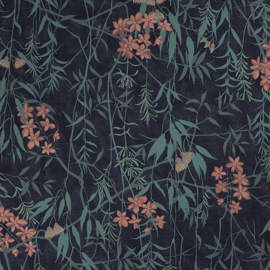 120615 - Obassia Silk Wallpaper - Midnight - Graham & Brown