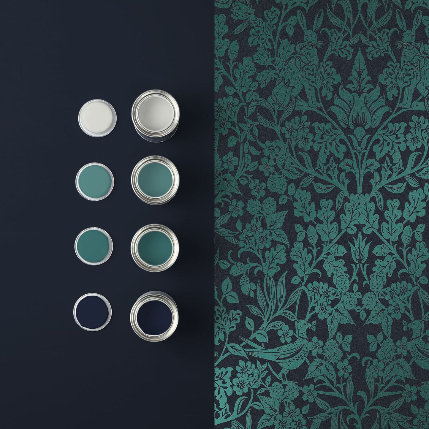 120624 - Hartley Damask Wallpaper - Teal - Graham & Brown