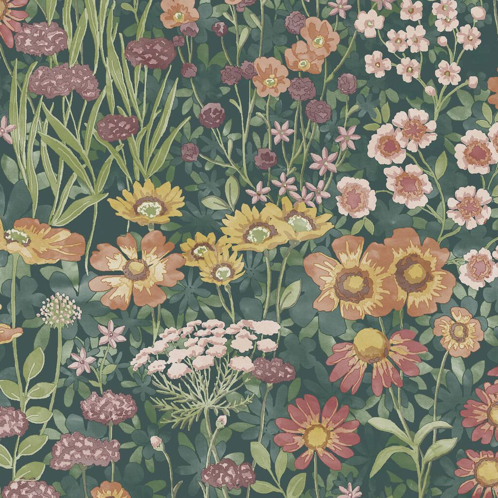 120631 - Wallflower Wallpaper - Emerald - Graham & Brown