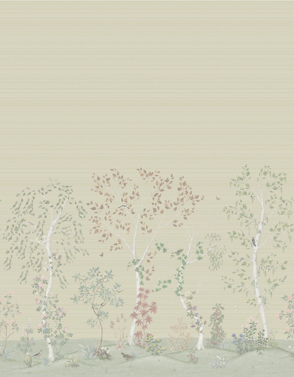 Seasonal Woods Grasscloth Wallpaper - Green - Cole & Son