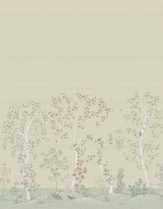 Seasonal Woods Grasscloth Wallpaper - Green - Cole & Son