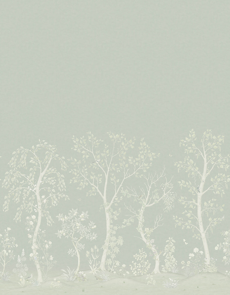 Seasonal Woods Silk Wallpaper - Silver
