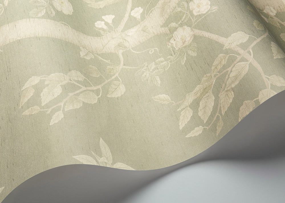Seasonal Woods Silk Room Wallpaper - Silver