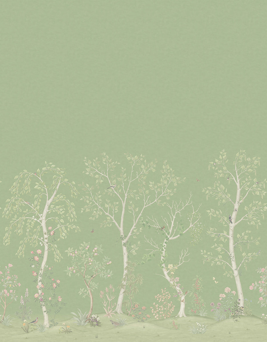 Seasonal Woods Silk Wallpaper - Green - Cole & Son