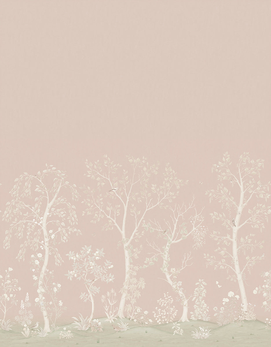 Seasonal Woods Silk Wallpaper - Pink - Cole & Son