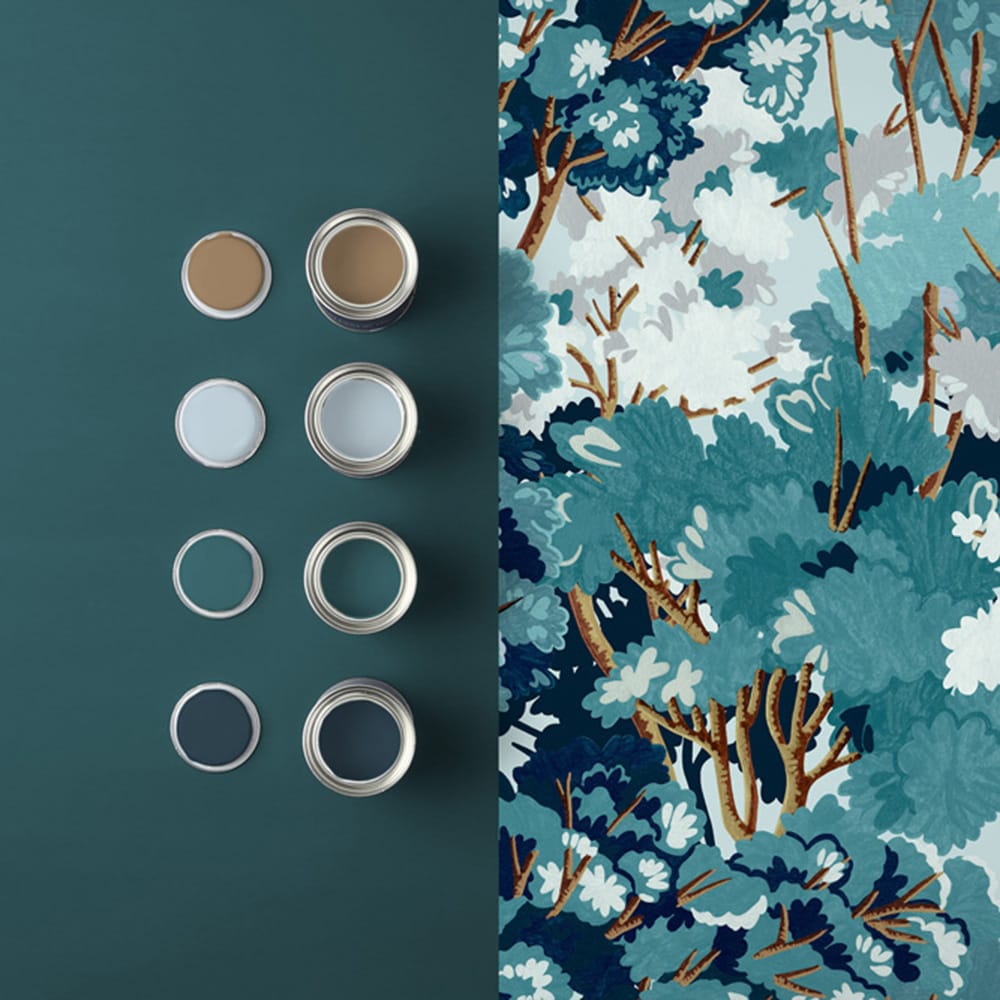 121453 - Folklore Tree Wallpaper - Blue - Graham & Brown