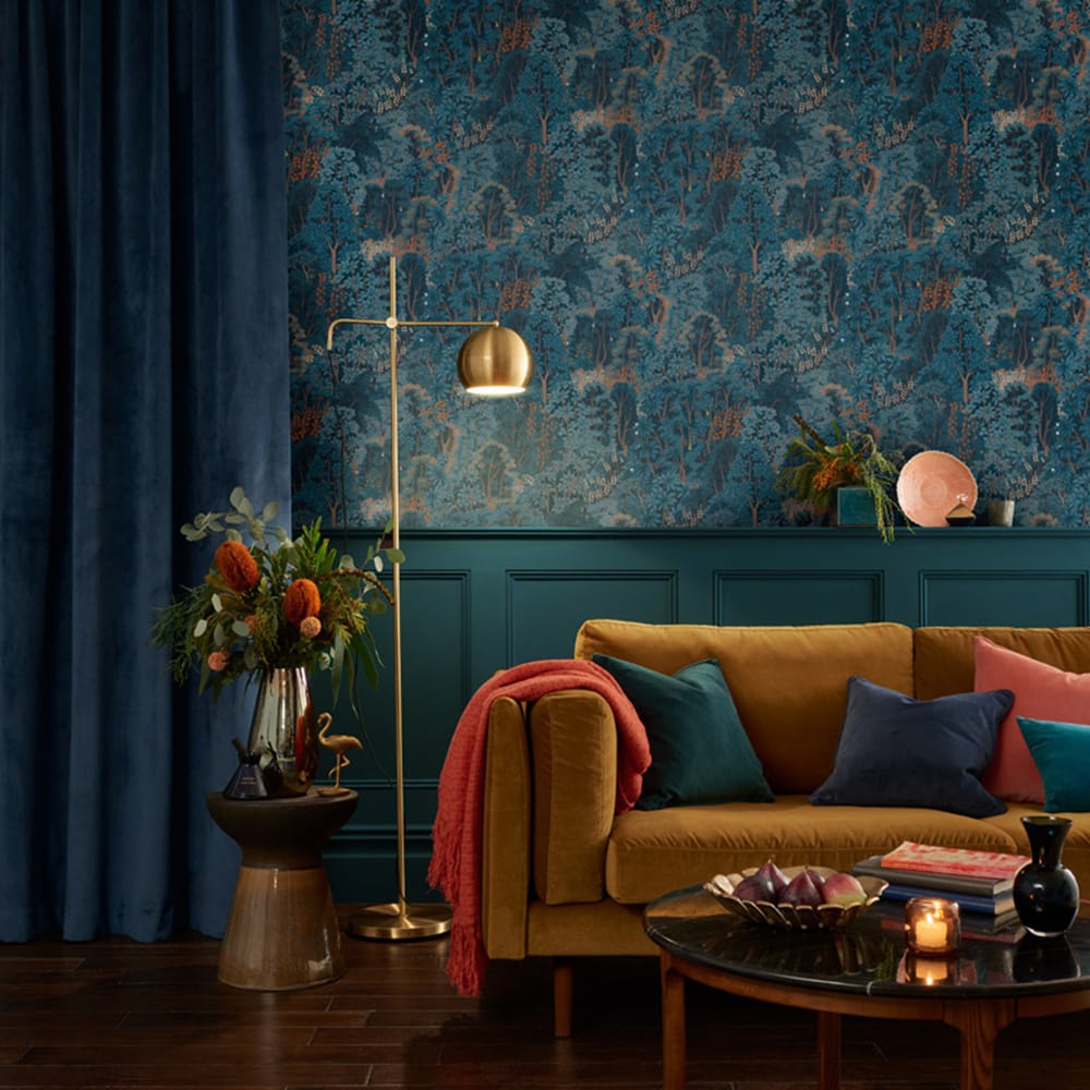 121470 - New Eden Wallpaper - Navy - Graham & Brown