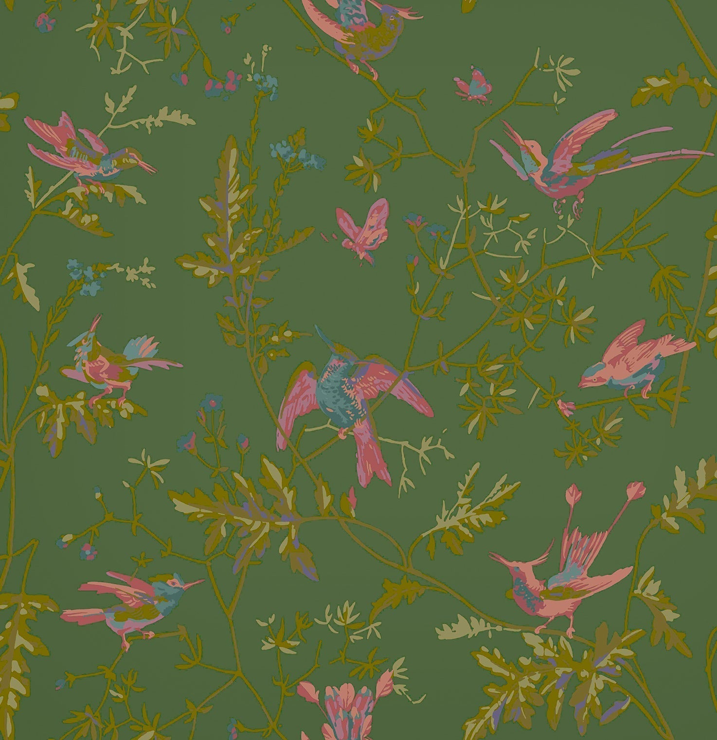 Hummingbirds Wallpaper - Green - Cole & Son