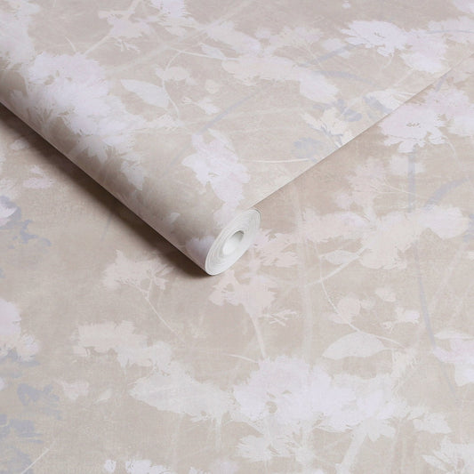 124108 - Flower Press Wallpaper - Stone - Graham & Brown