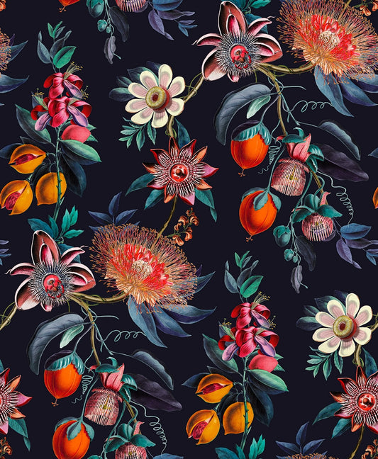 127917 - Physic Garden Wallpaper - Navy - Graham & Brown