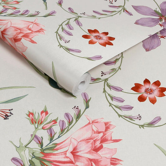 130297 - Botanists Scroll Wallpaper - Mauve - Graham & Brown