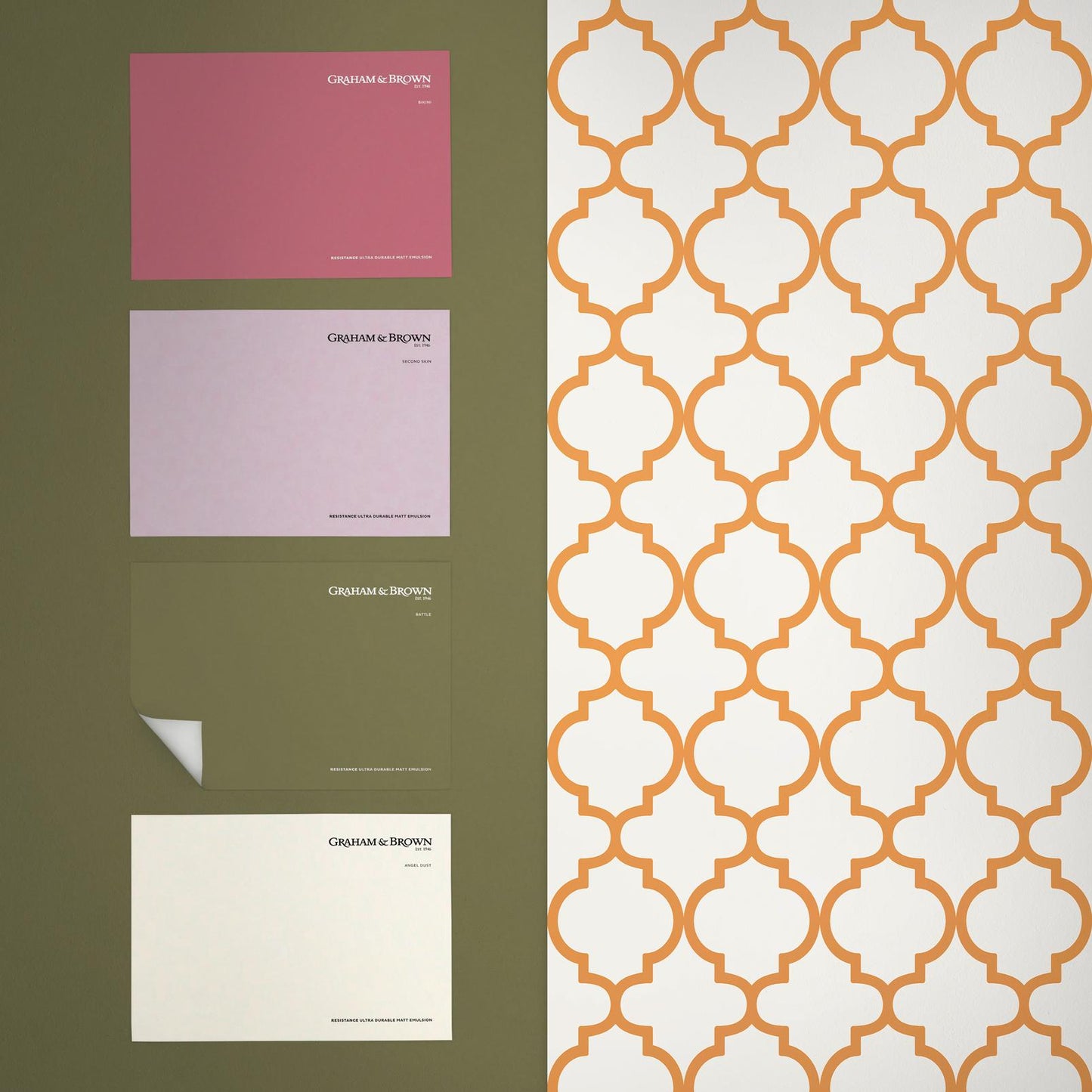 130298 - Trellia Wallpaper - Orange - Graham & Brown