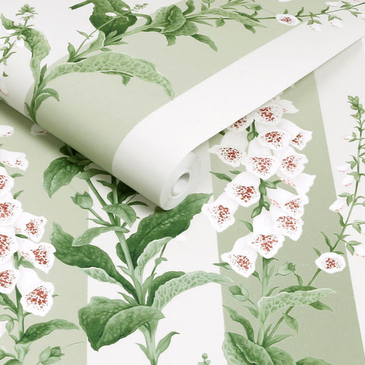 130309 - Floxglove Stripe Wallpaper - Sage - Graham & Brown