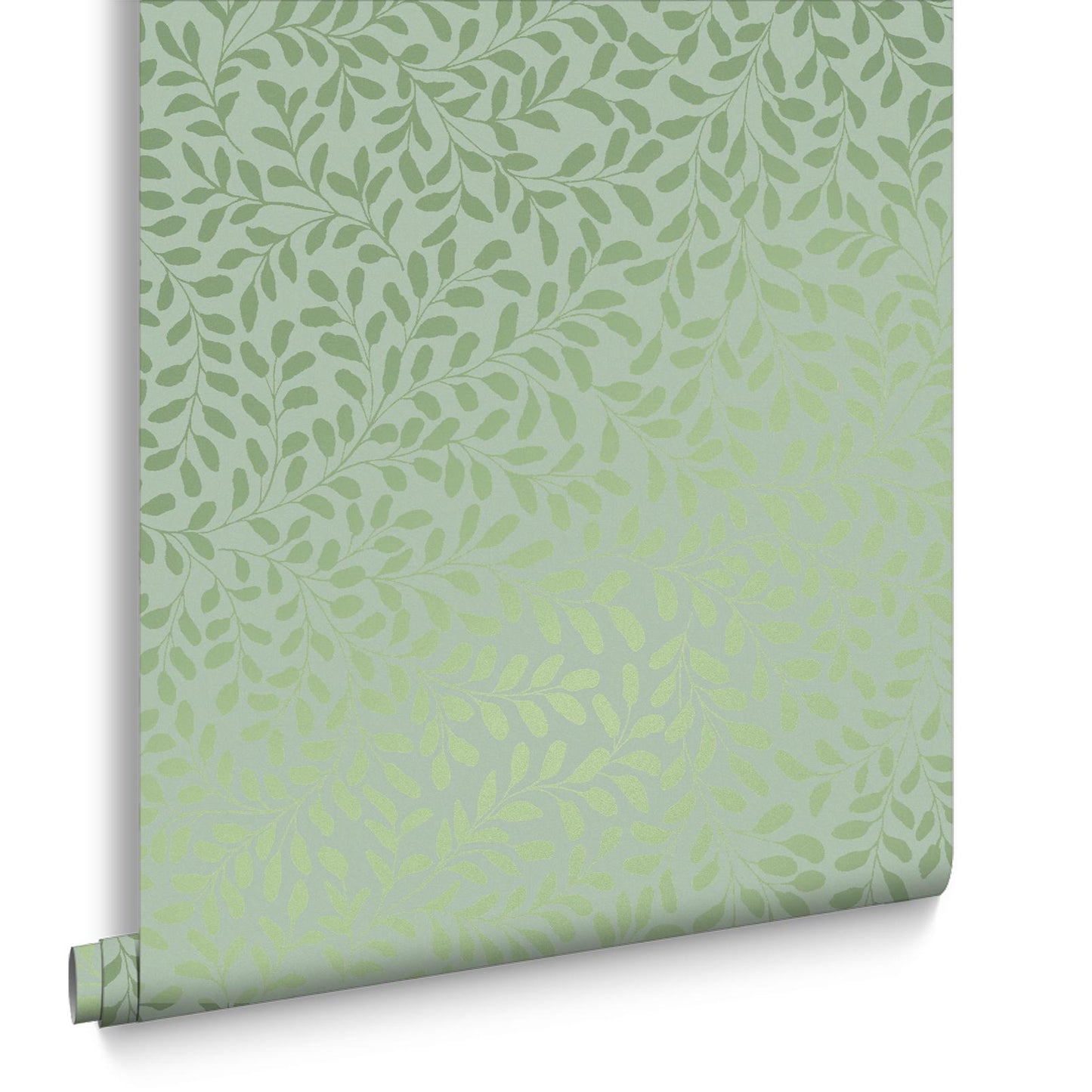 130369 - Gilded Leaf Wallpaper - Leaf Sage & Pale Gold - Graham & Brown