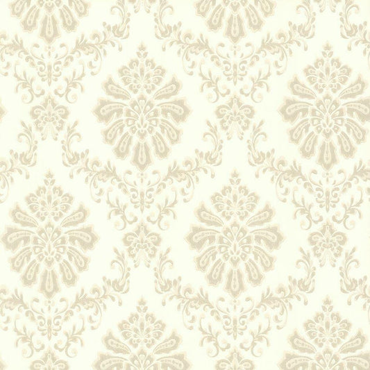 Broughton Natural Luxury Damask Wallpaper - 1838 wallcoverings