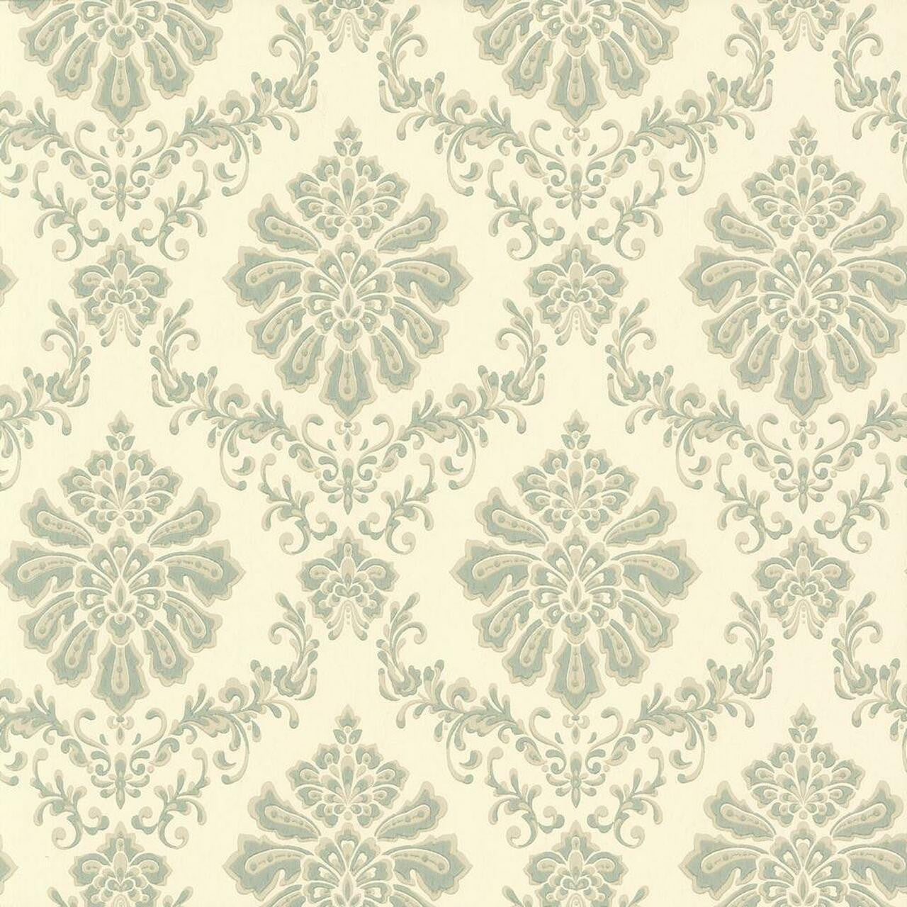 Broughton Seafoam Green Luxury Damask Wallpaper - 1838 wallcoverings