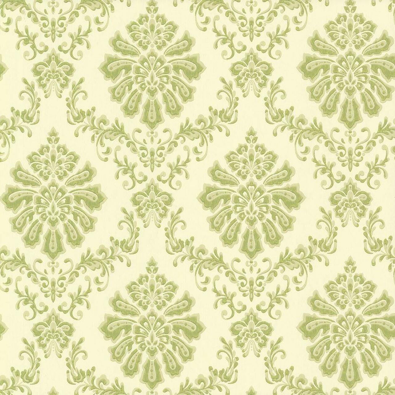 Broughton Lime Green Luxury Damask Wallpaper - 1838 wallcoverings