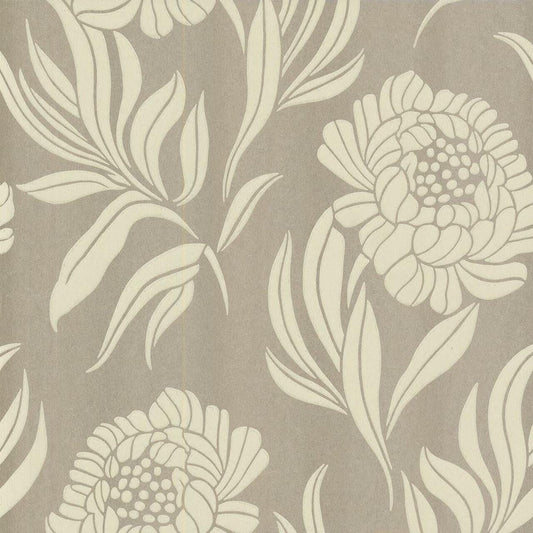 Chatsworth Taupe Metallic Luxury Floral Wallpaper - 1838 wallcoverings