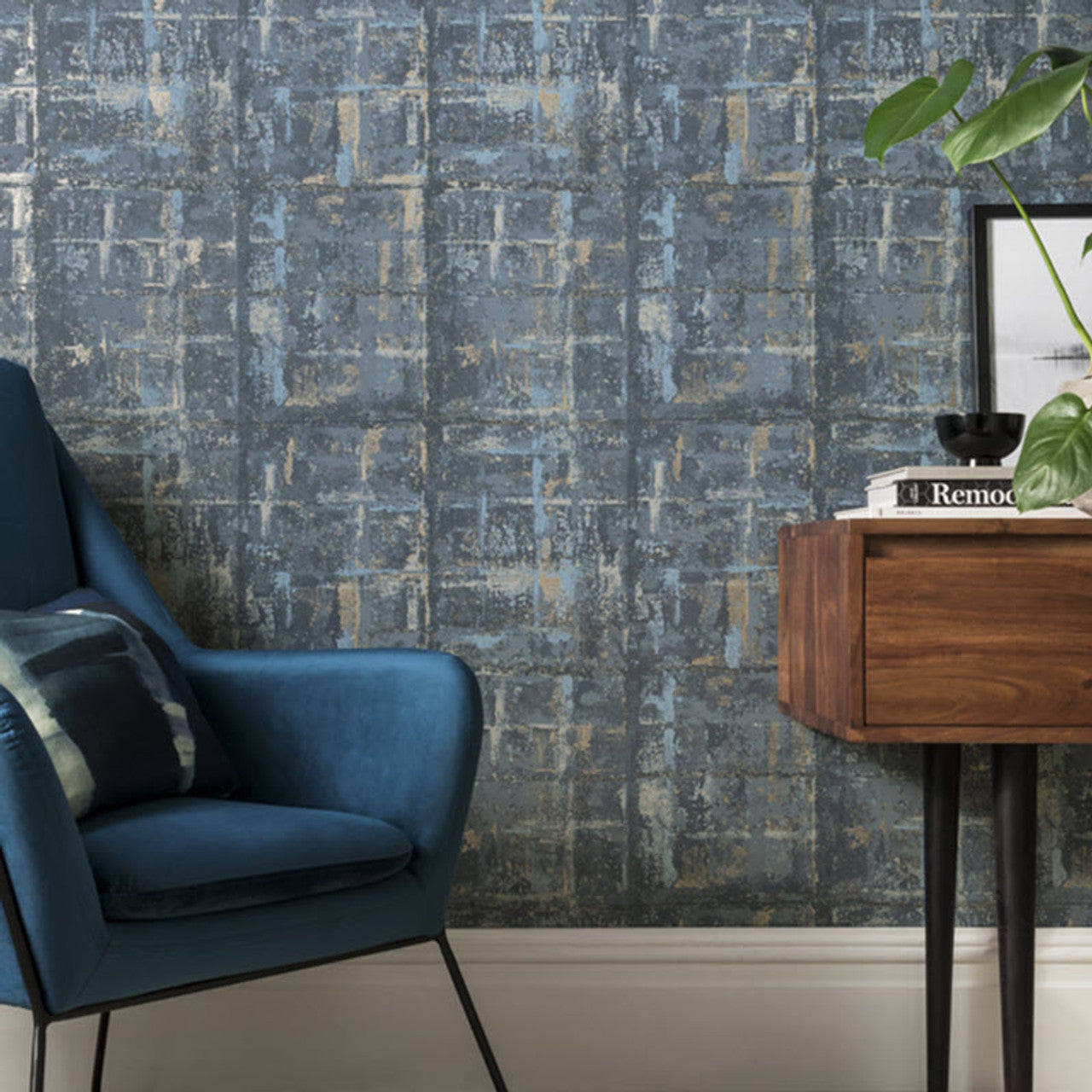 Patina Lagoon Blue Luxury Textured Wallpaper - 1838 wallcoverings