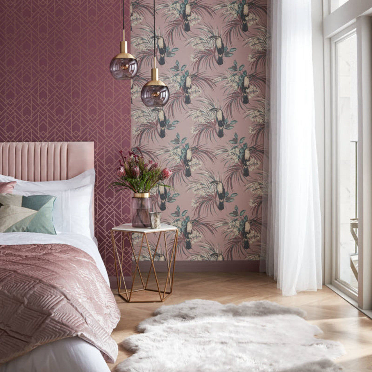 Metro Cassis Purple Luxury Geometric Wallpaper - 1838 wallcoverings
