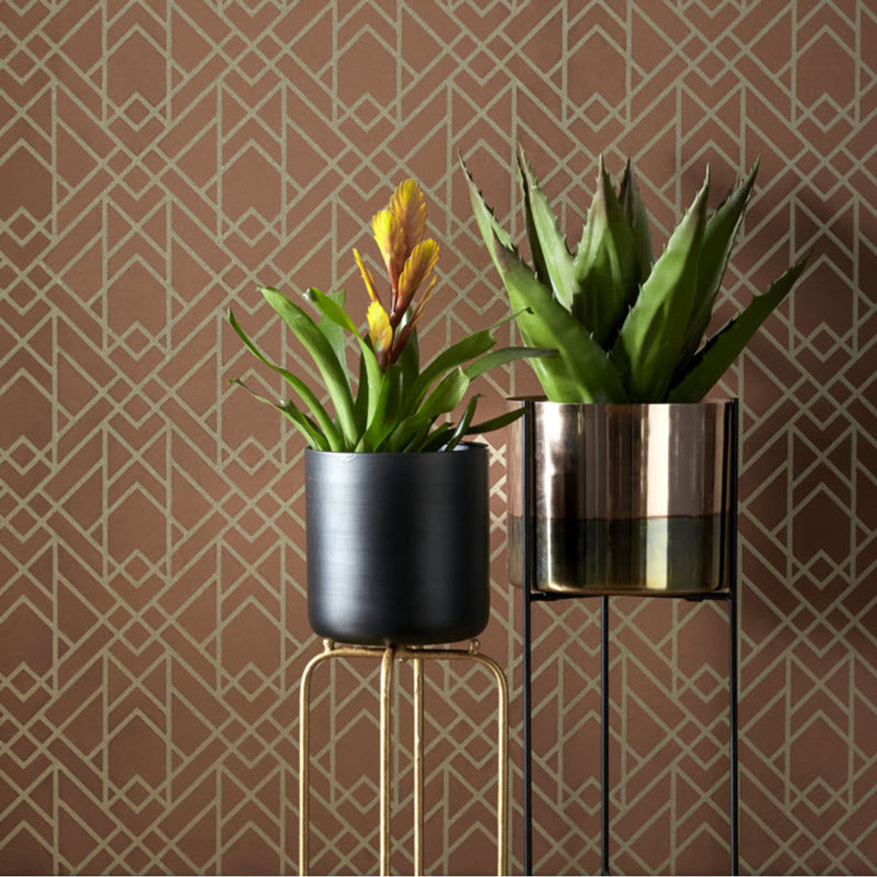 Metro Amber Glow Orange Luxury Geometric Wallpaper - 1838 wallcoverings