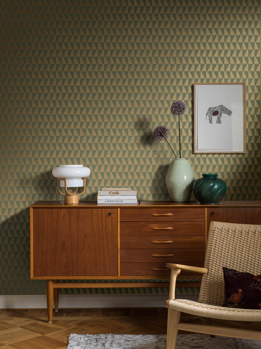 Arne Jacobsen Trapez Wallpaper - Green - Borastapeter