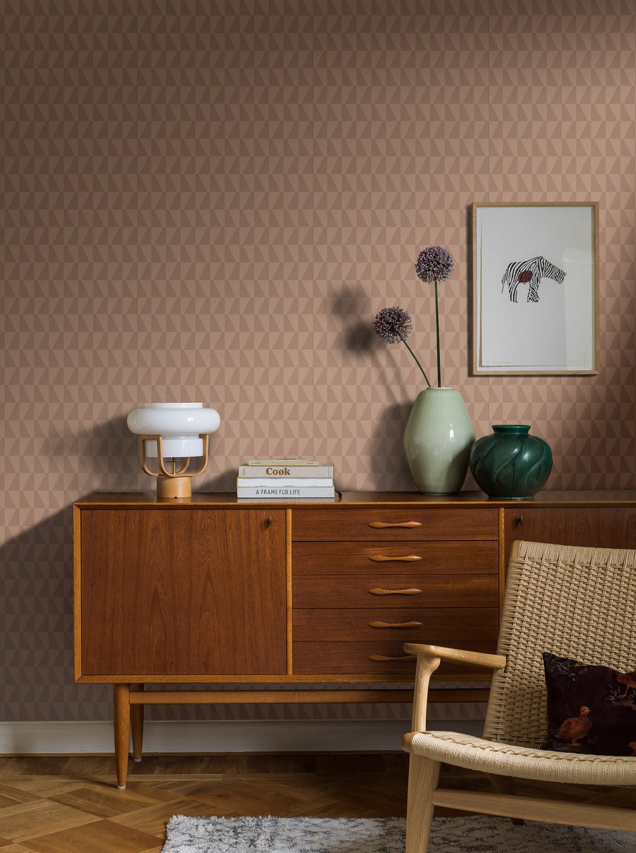 Arne Jacobsen Trapez Wallpaper - Pink - Borastapeter