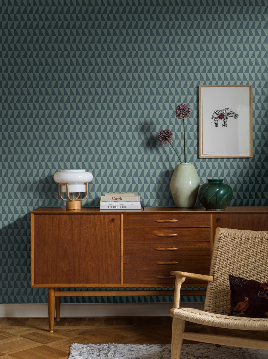 Arne Jacobsen Trapez Wallpaper - Blue - Borastapeter