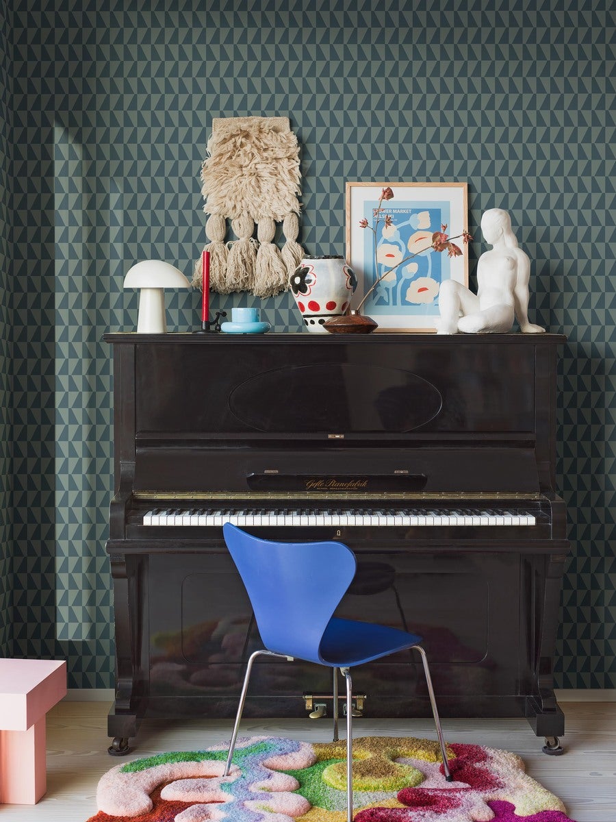 Arne Jacobsen Trapez Wallpaper - Blue - Borastapeter